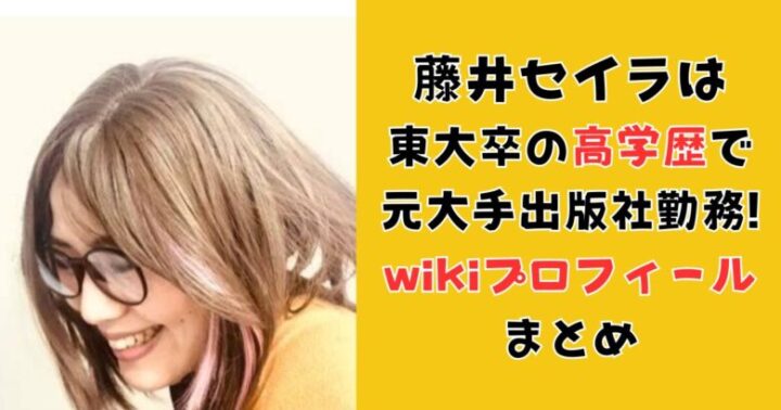 藤井セイラは東大卒の高学歴で元大手出版社勤務!wiki経歴プロフィールまとめ